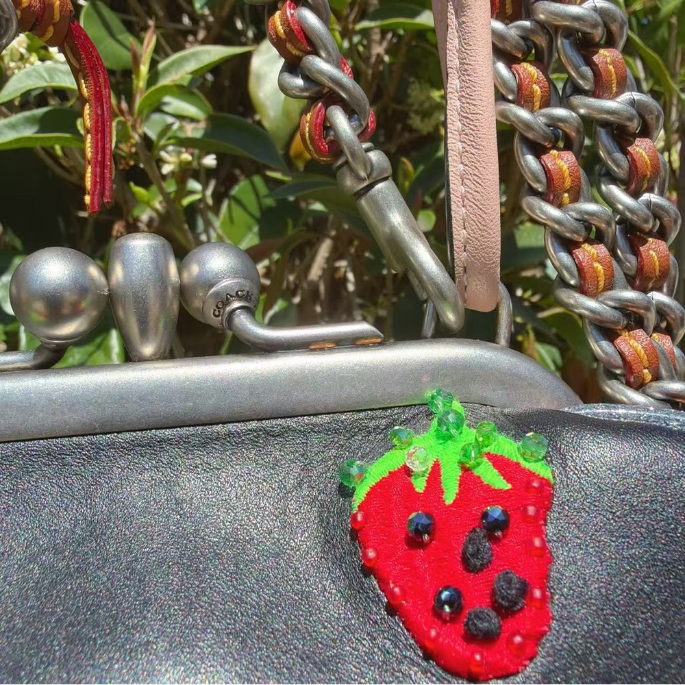 Coach Kisslock Frame Bag With Strawberry Embroidery 11326 - Picture 3 of 13